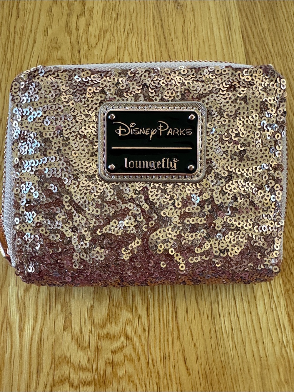 LOUNGEFLY Disney Parks Minnie Mouse Rose Gold Sequin Loungefly Wallet